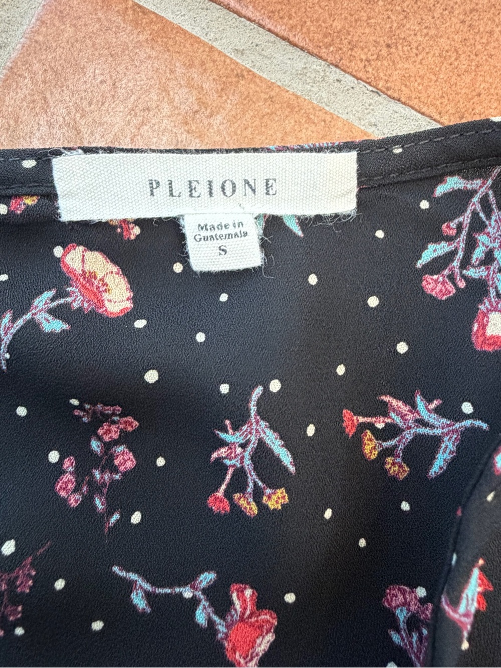 Anthropologie Pleione Top Flowy Scoop Neck Long Sleeve Floral Print Black - Picture 12 of 15